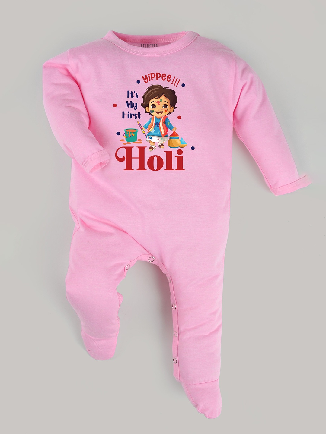 

FFLIRTYGO Infants Typography Printed Pure Cotton Sleepsuit, Pink