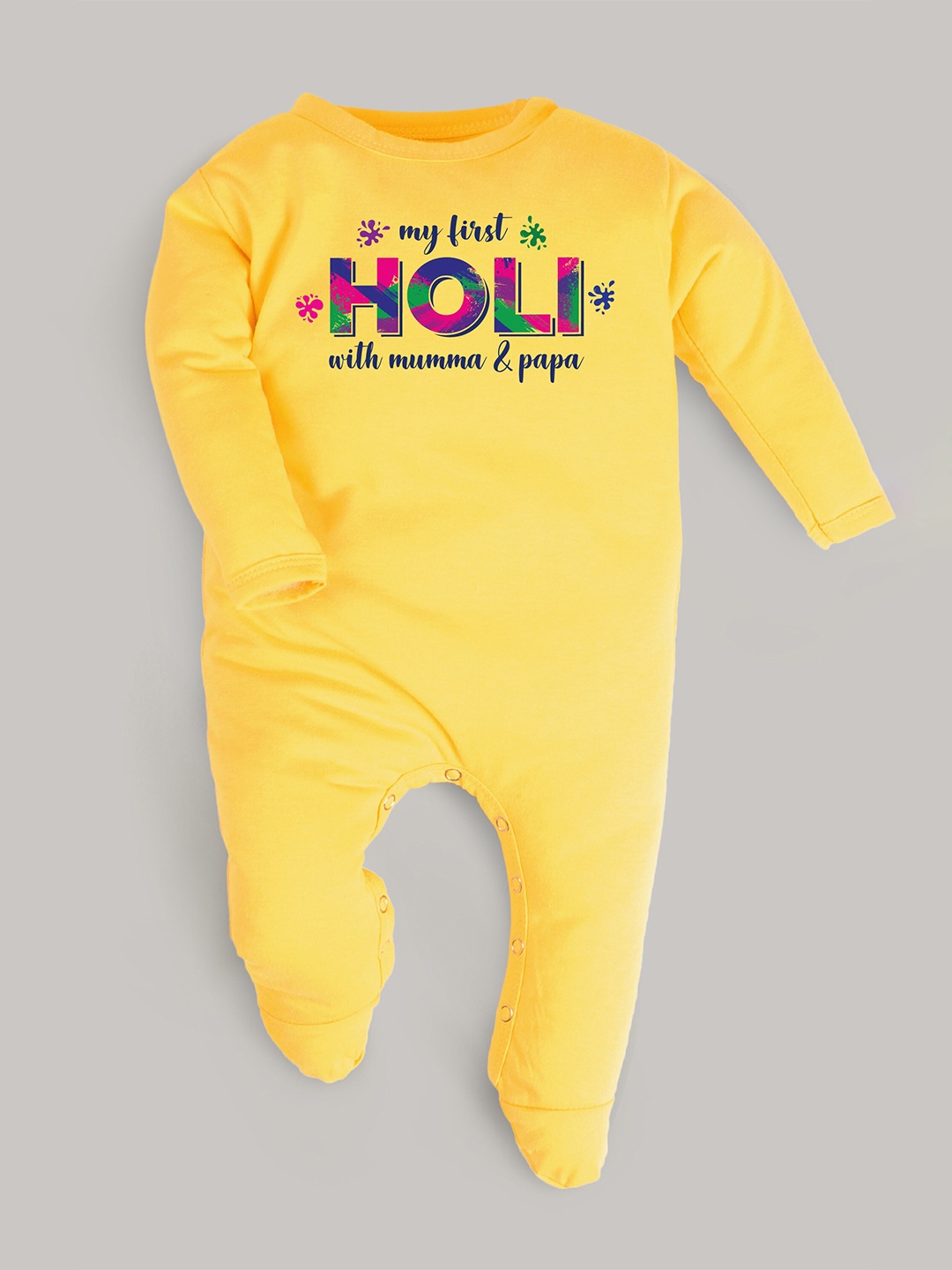

FFLIRTYGO Infants Kids Typography Printed Pure Cotton Sleepsuit, Yellow