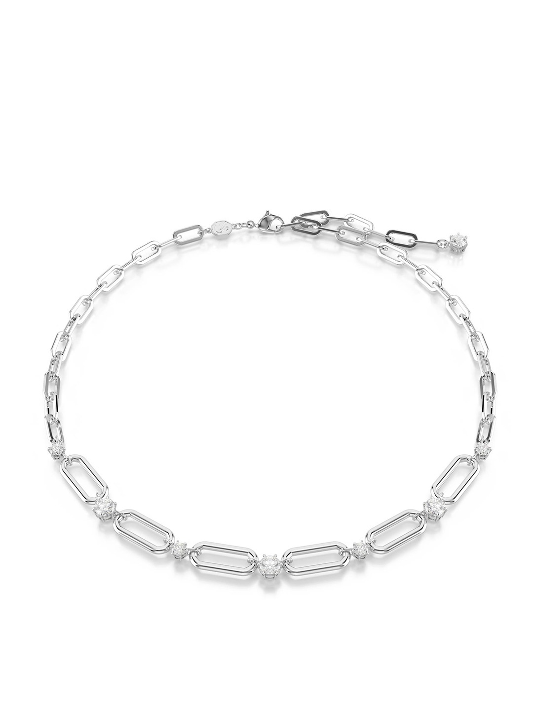 

SWAROVSKI Rhodium-Plated Crystals Studded Link Chain Choker Style Necklace, Silver