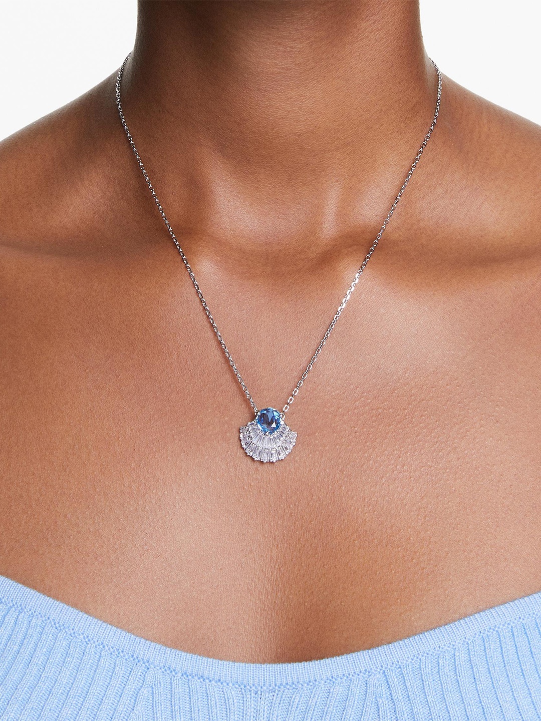 SWAROVSKI Rhodium-Plated Crystals Studded Necklace, Silver