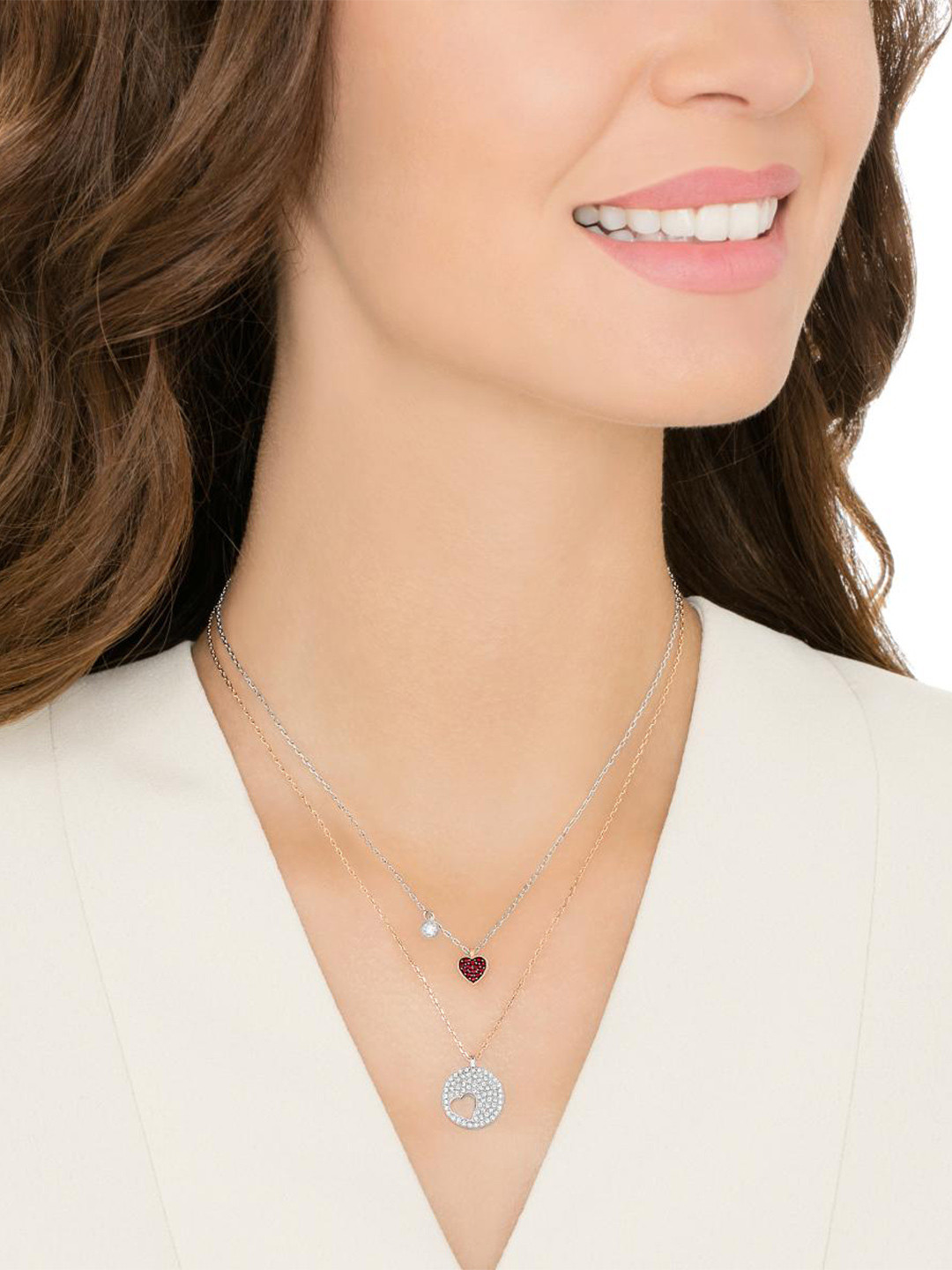 

SWAROVSKI Heart Shaped Pendants With Chain, Silver