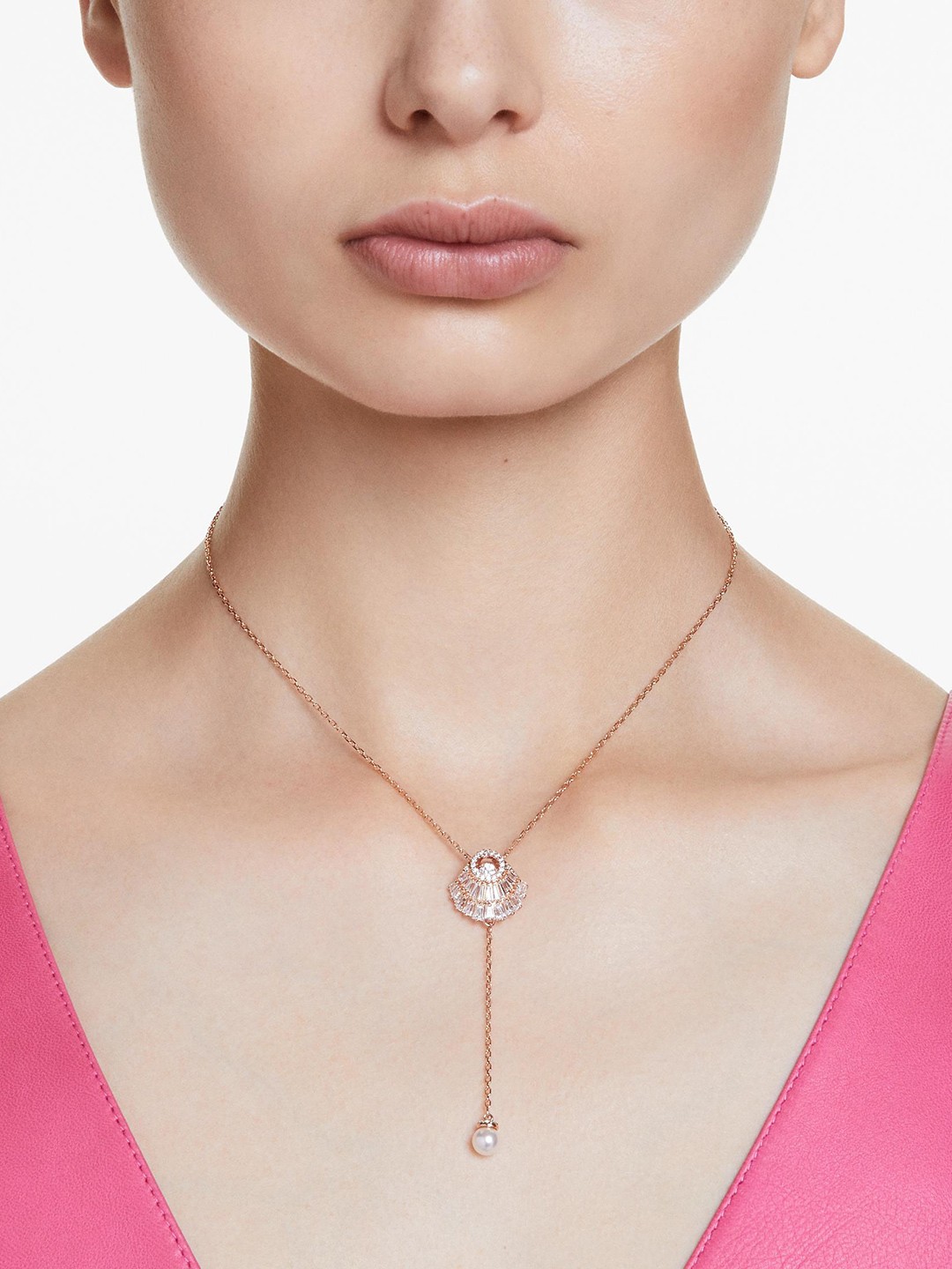 

SWAROVSKI Idyllia Y Rose Gold-Plated Crystal Studded Shell Design Necklace