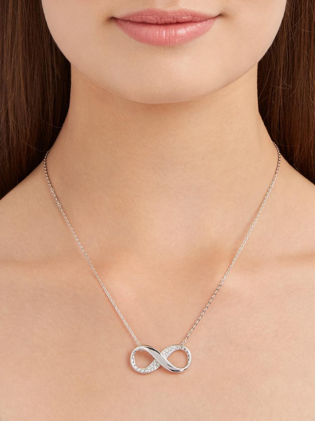 SWAROVSKI Rhodium-Plated Crystals Studded Necklace, Silver