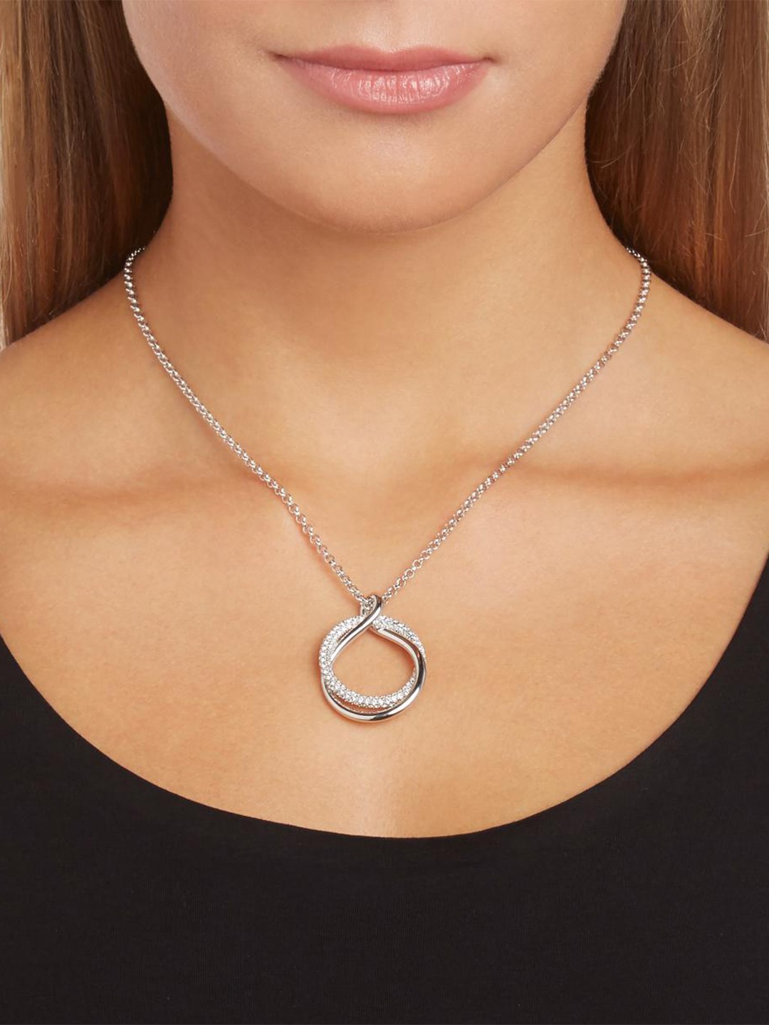 

SWAROVSKI Rhodium-Plated Circular Pendants with Chains, White