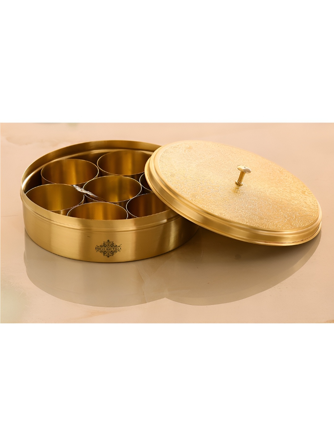 

INDIAN ART VILLA Gold-Toned Brass Spice Box