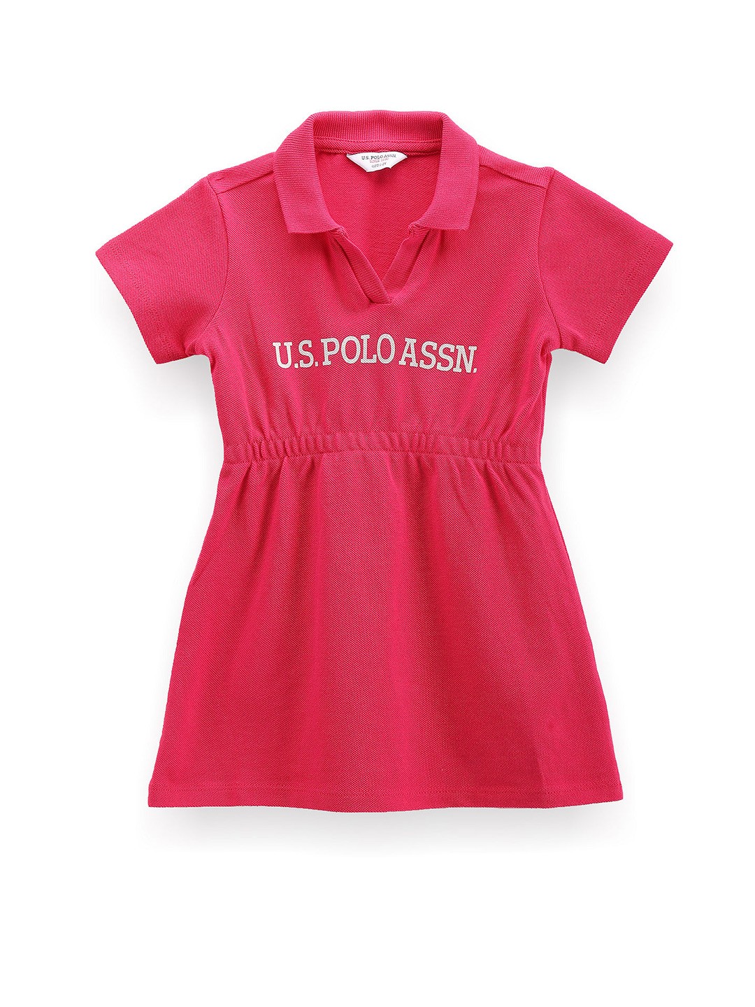 

U.S. Polo Assn. Kids Girls Brand Printed A-Line Cotton Dress, Pink