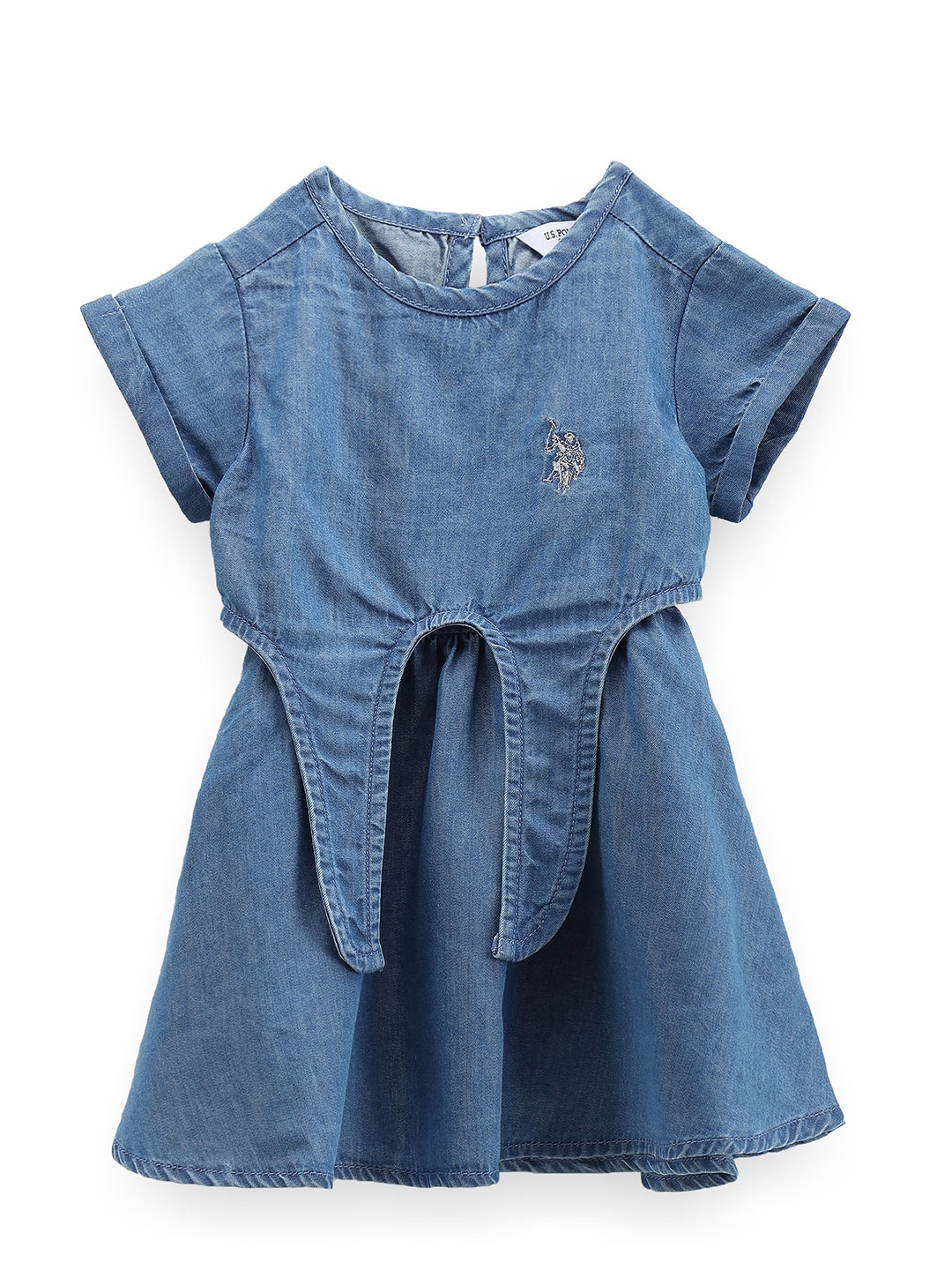 

U.S. Polo Assn. Kids Cotton Flared Round Neck Fit & Flare Dress, Blue