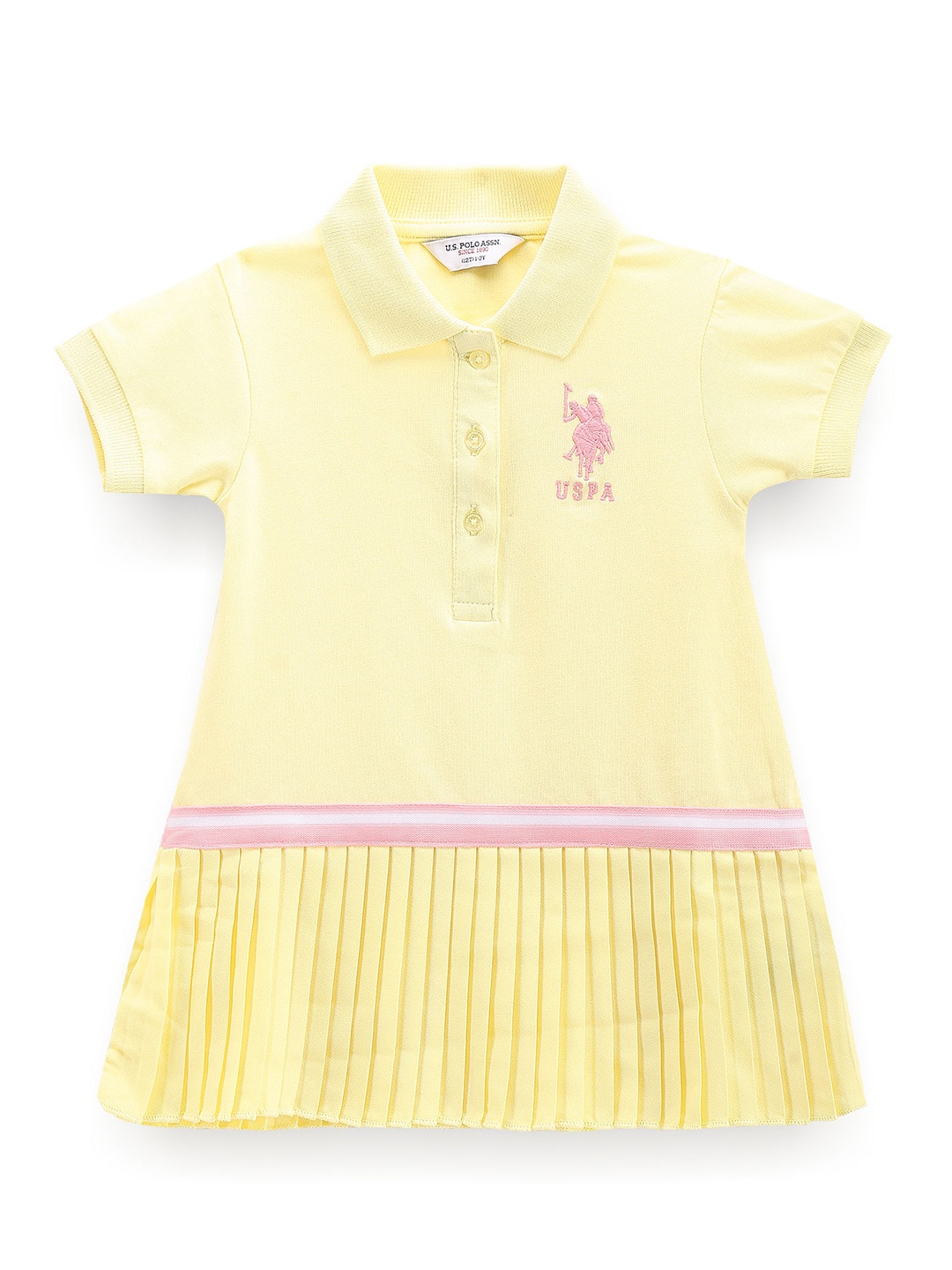 

U.S. Polo Assn. Kids Girls Shirt Collar T-shirt Dress, Yellow