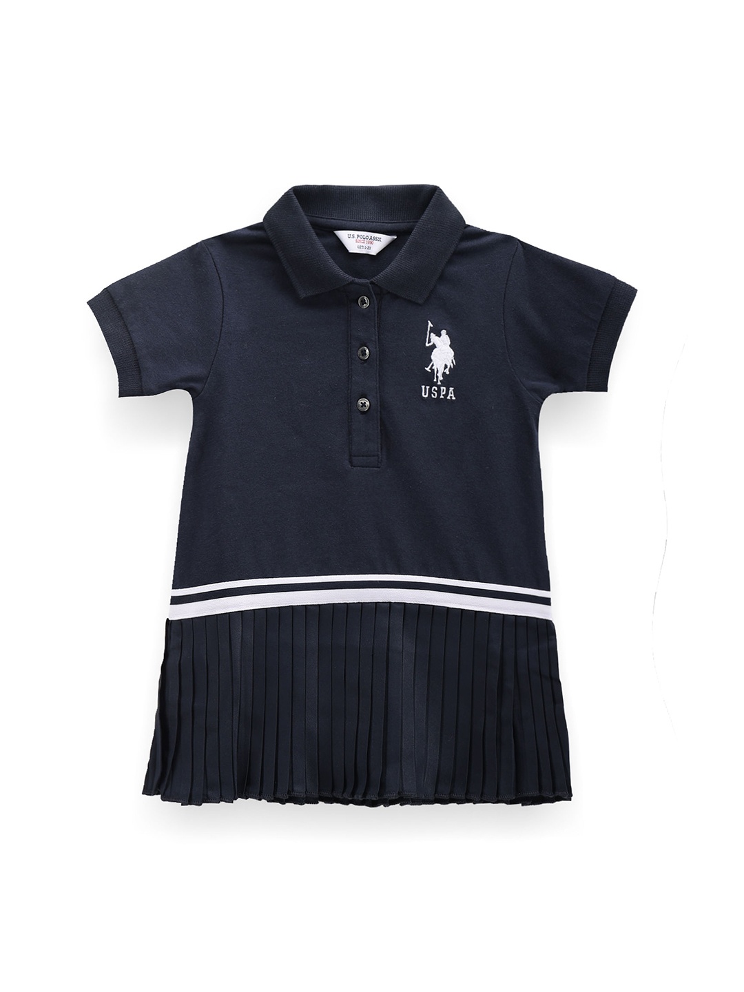 

U.S. Polo Assn. Kids Girls Polo Collar Fringed T-shirt Dress, Blue