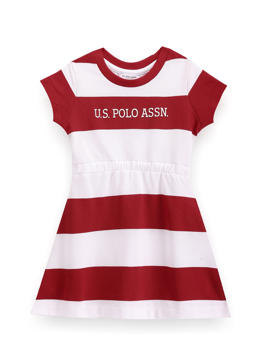 

U.S. Polo Assn. Kids Girls Striped A-Line Dress, Red