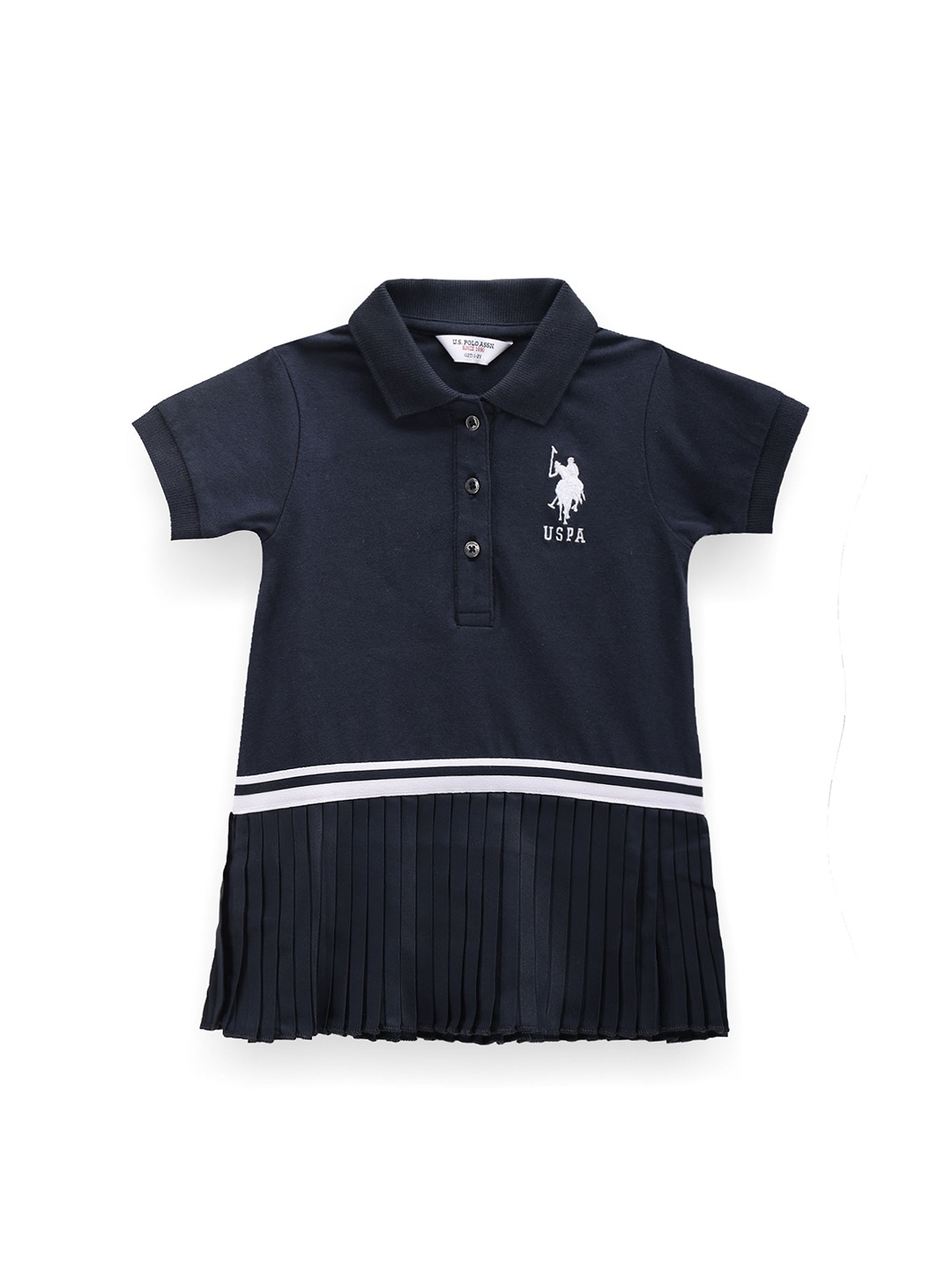 

U.S. Polo Assn. Kids Girls Shirt Collar T-shirt Dress, Blue