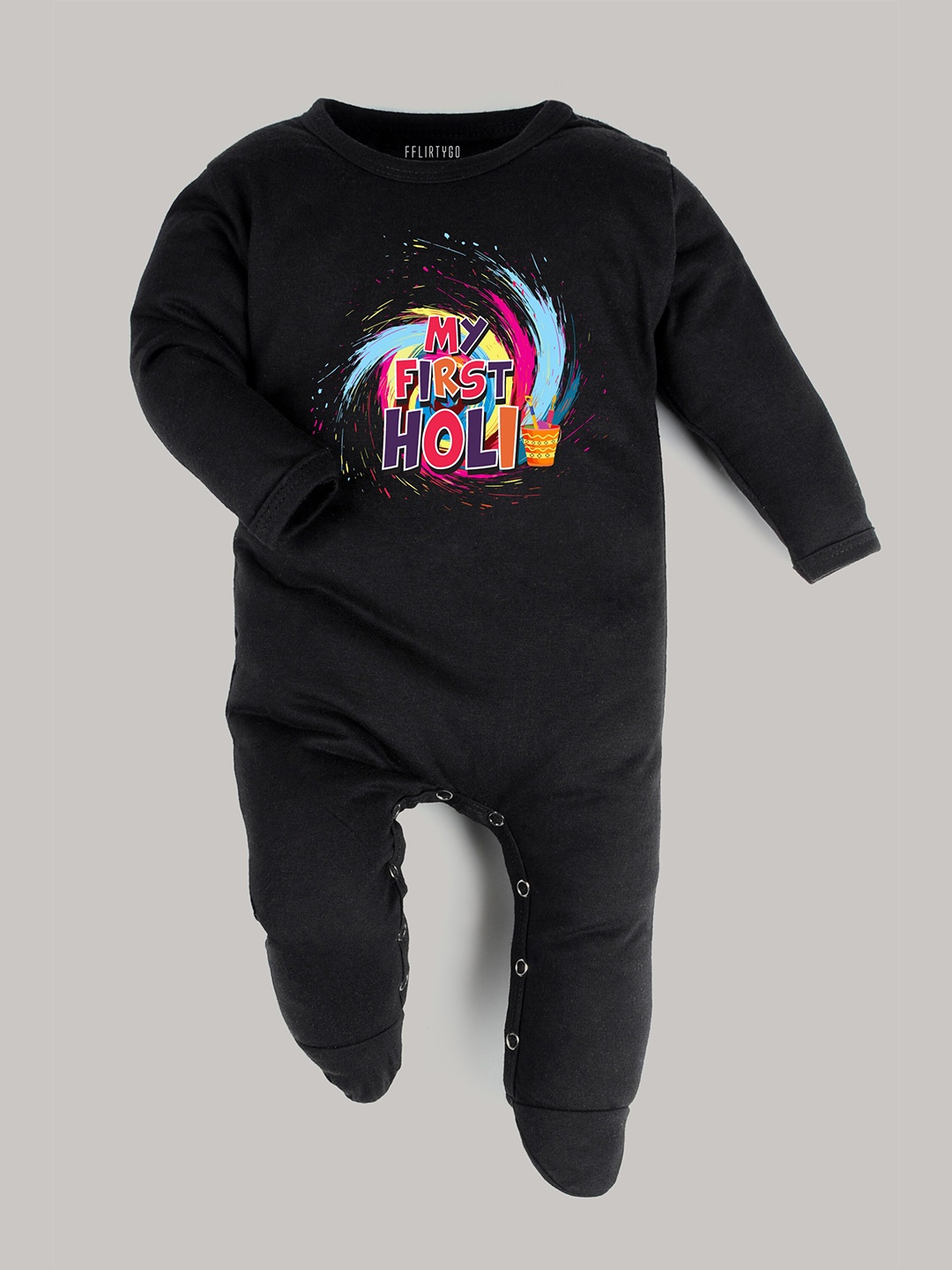 

FflirtyGo Infant Kids Printed Cotton Sleepsuit, Black