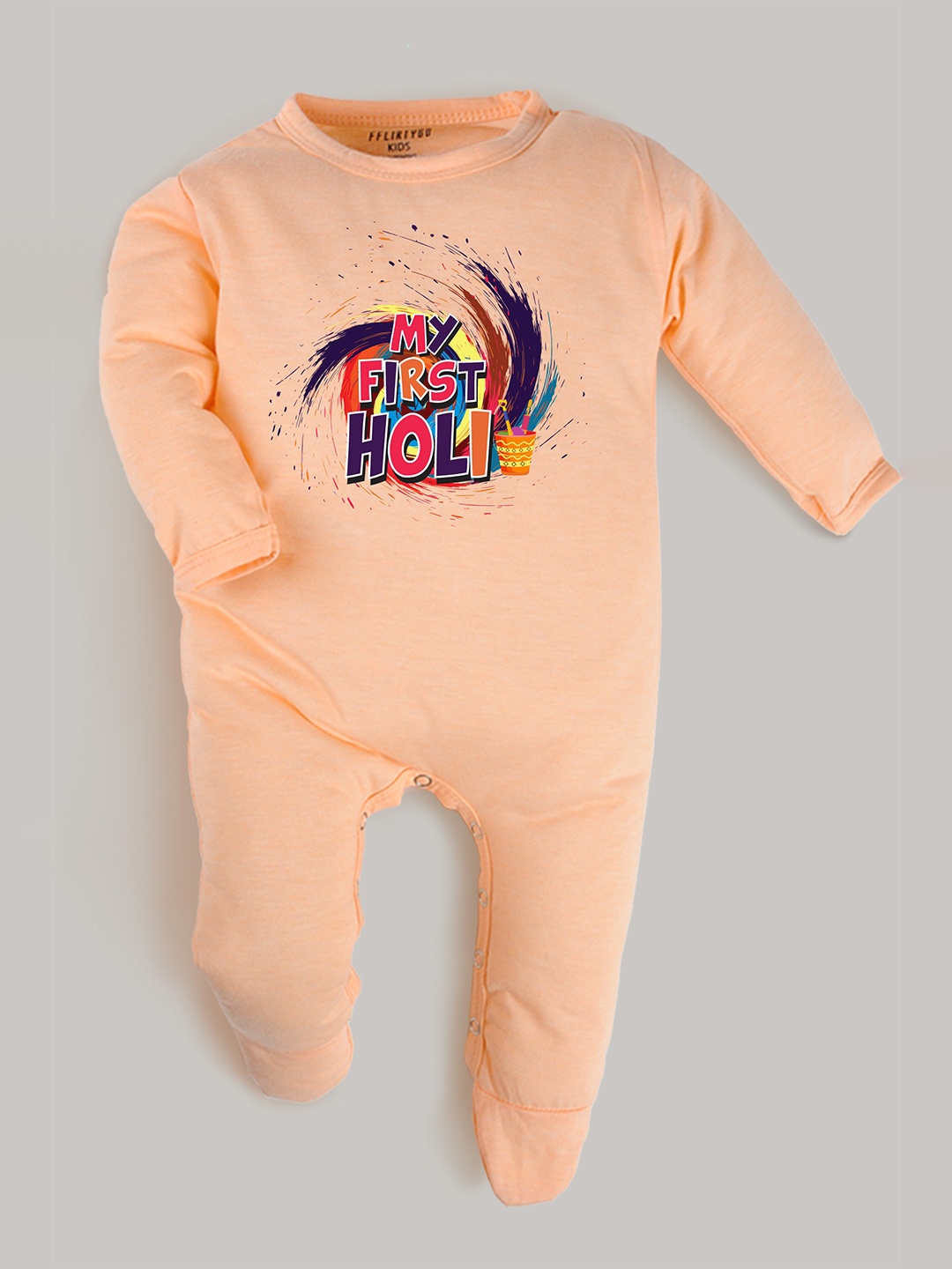 

FflirtyGo Infant Kids Printed Cotton Sleepsuit, Peach