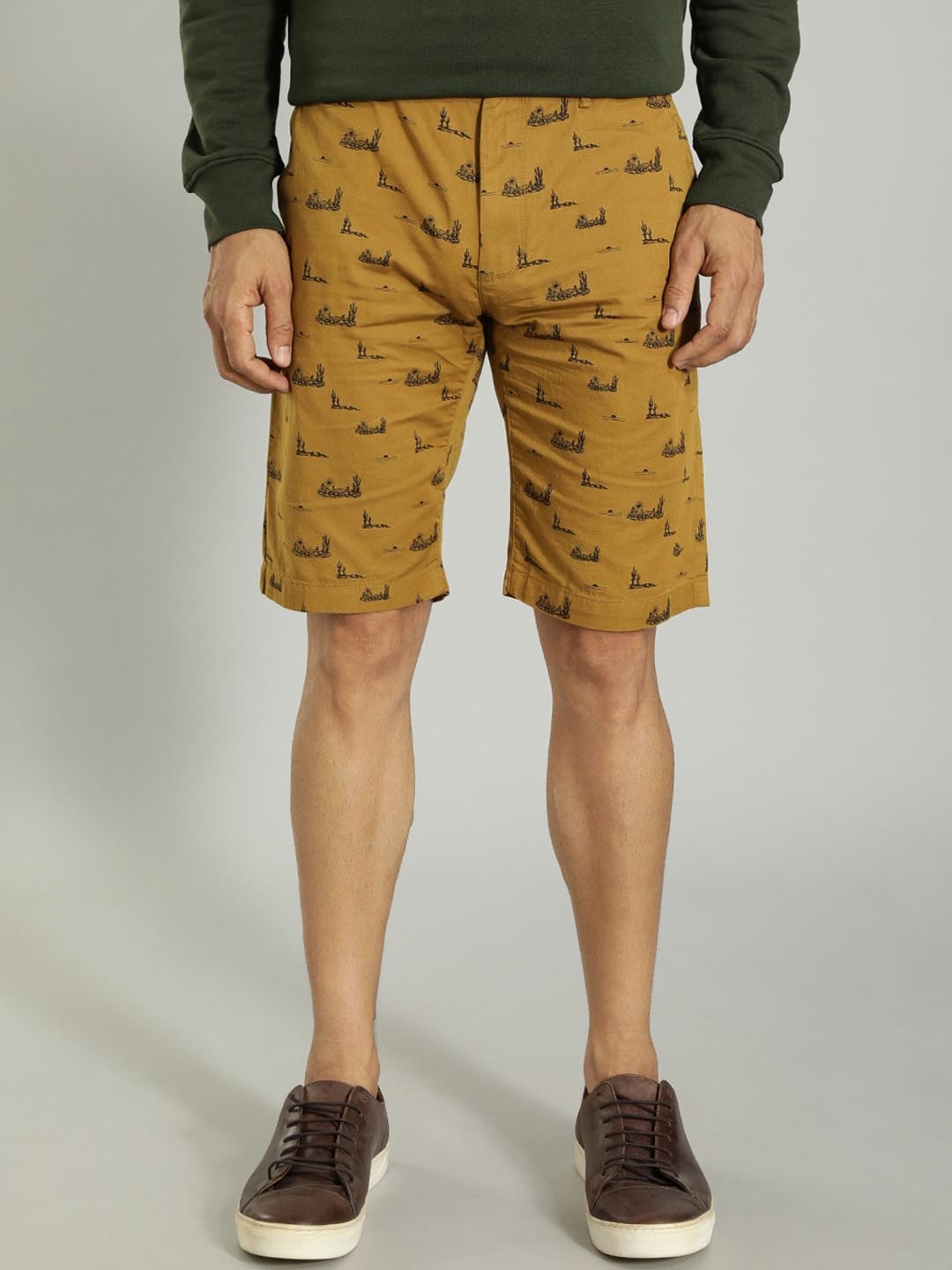 

Indian Terrain Men Printed Pure Cotton Shorts, Khaki