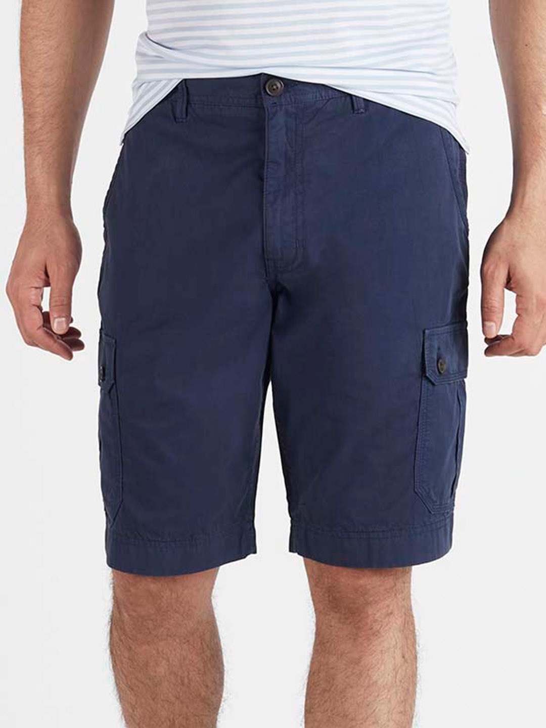 

Indian Terrain Men Mid-Rise Pure Cotton Cargo Shorts, Navy blue