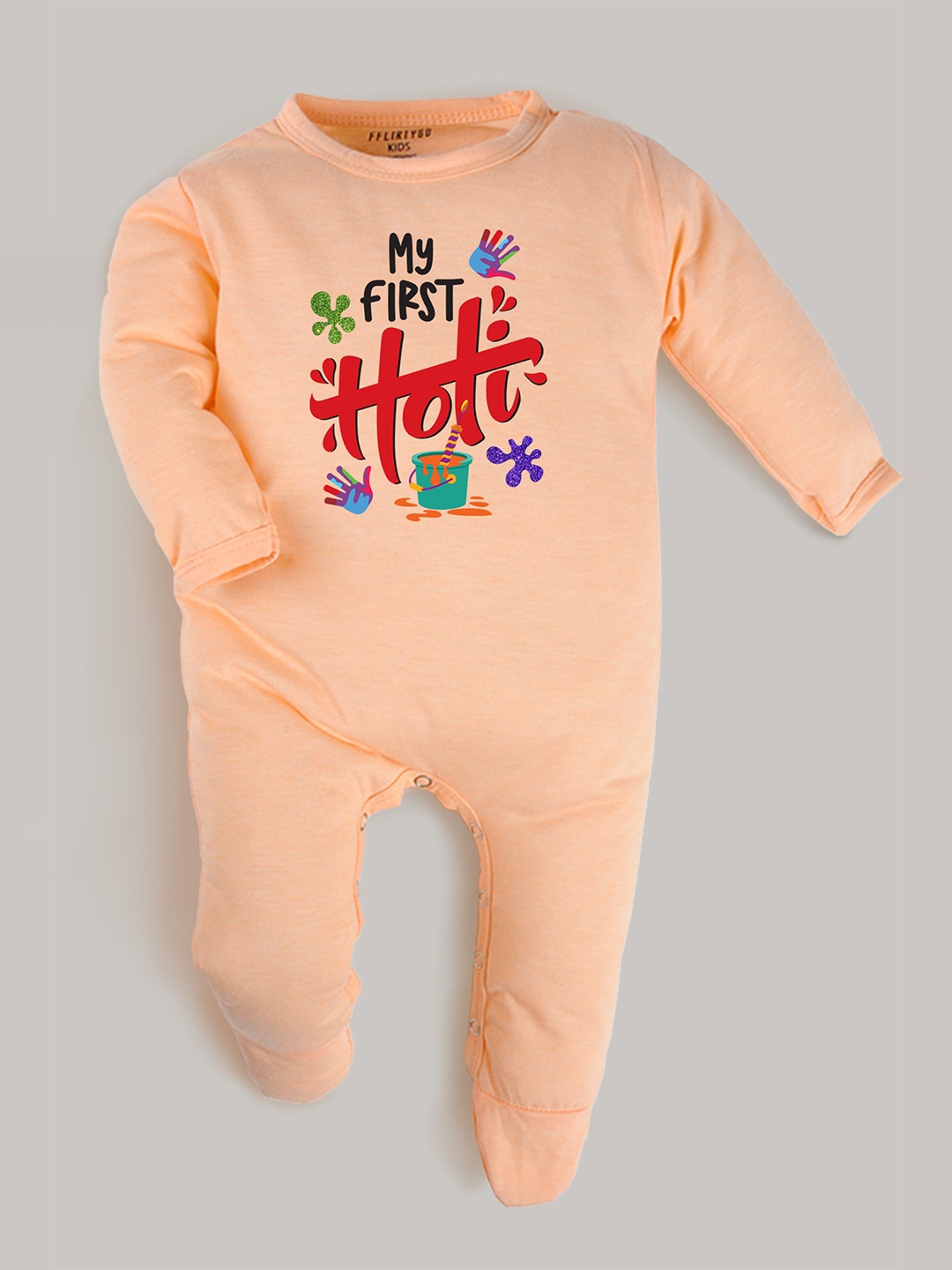 

FflirtyGo Infants Typography Printed Cotton Sleepsuit, Peach