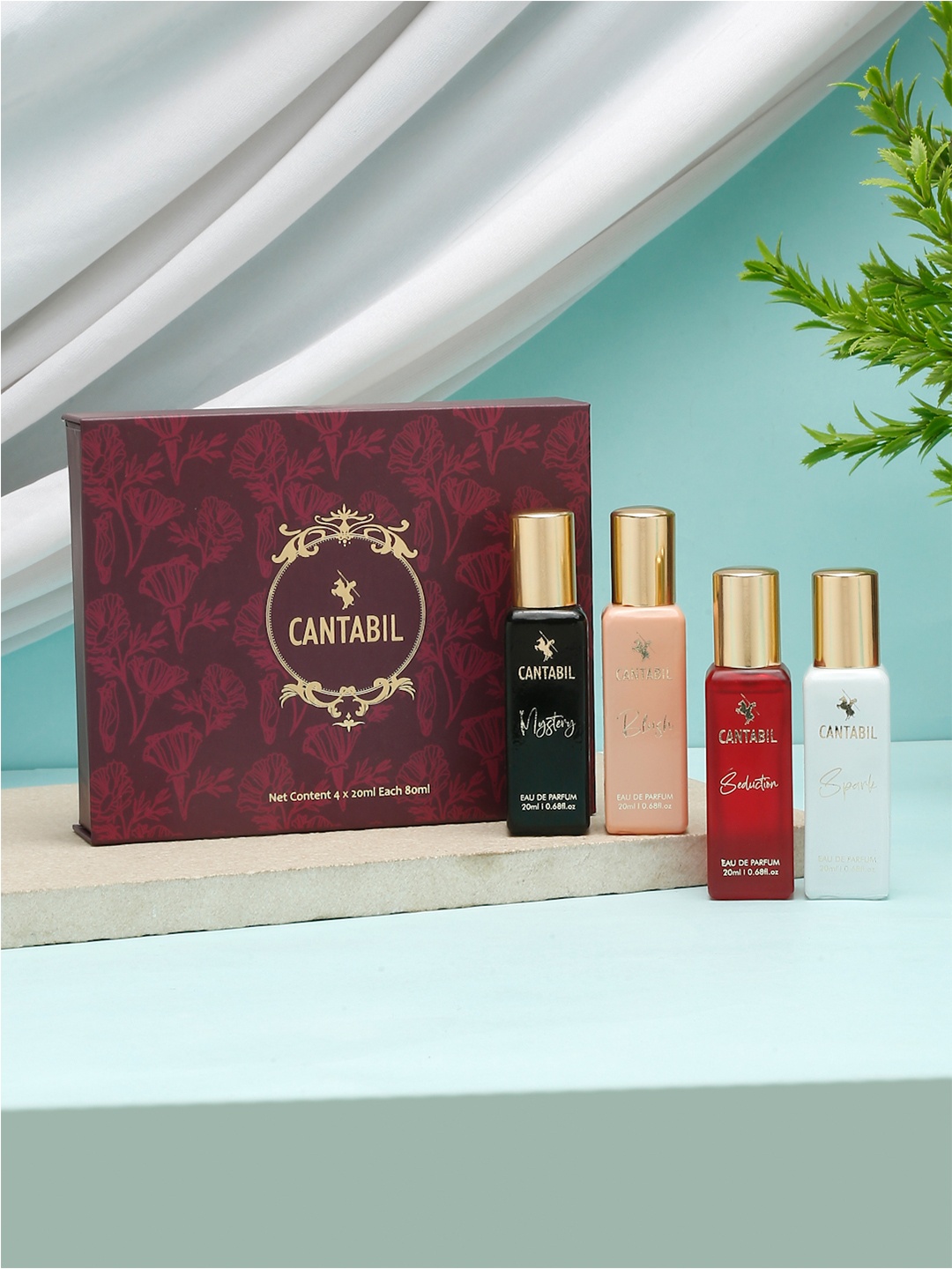

Cantabil Set Of 4 Addiction-Aqua-Knight-Enigma Eau De Parfum - 20ml Each, Red