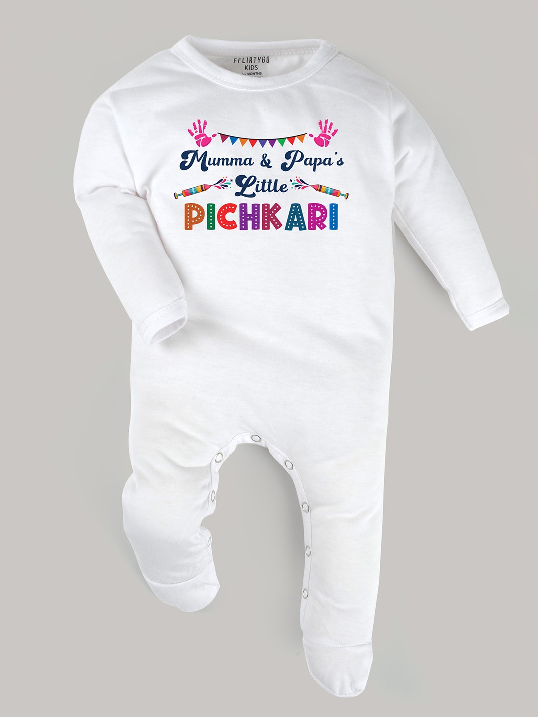 

FFLIRTYGO Infants Kids Typography Printed Cotton Sleepsuit, White