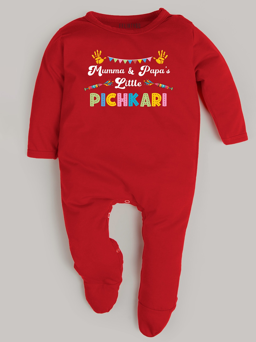 

FFLIRTYGO Infants Kids Typography Printed Cotton Sleepsuit, Red