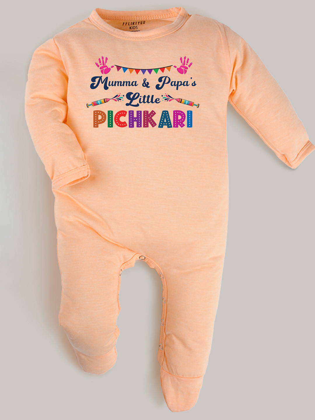 

FflirtyGo Infants Typography Printed Cotton Sleepsuit, Peach