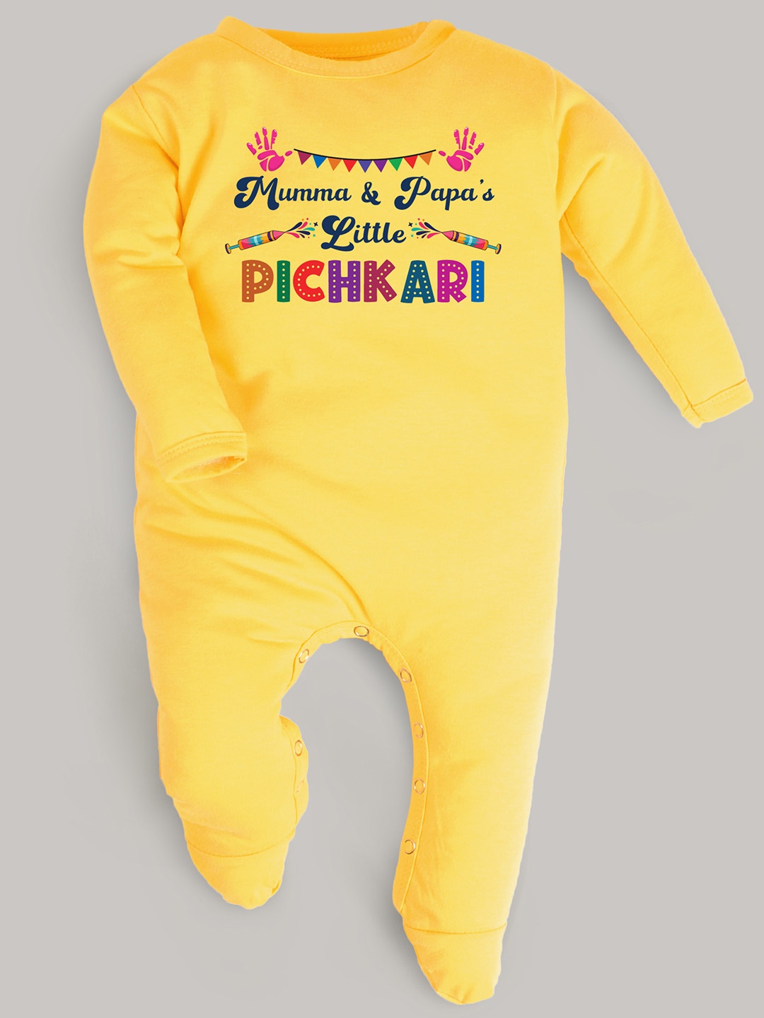 

FFLIRTYGO Infants Kids Typography Printed Cotton Sleepsuit, Yellow