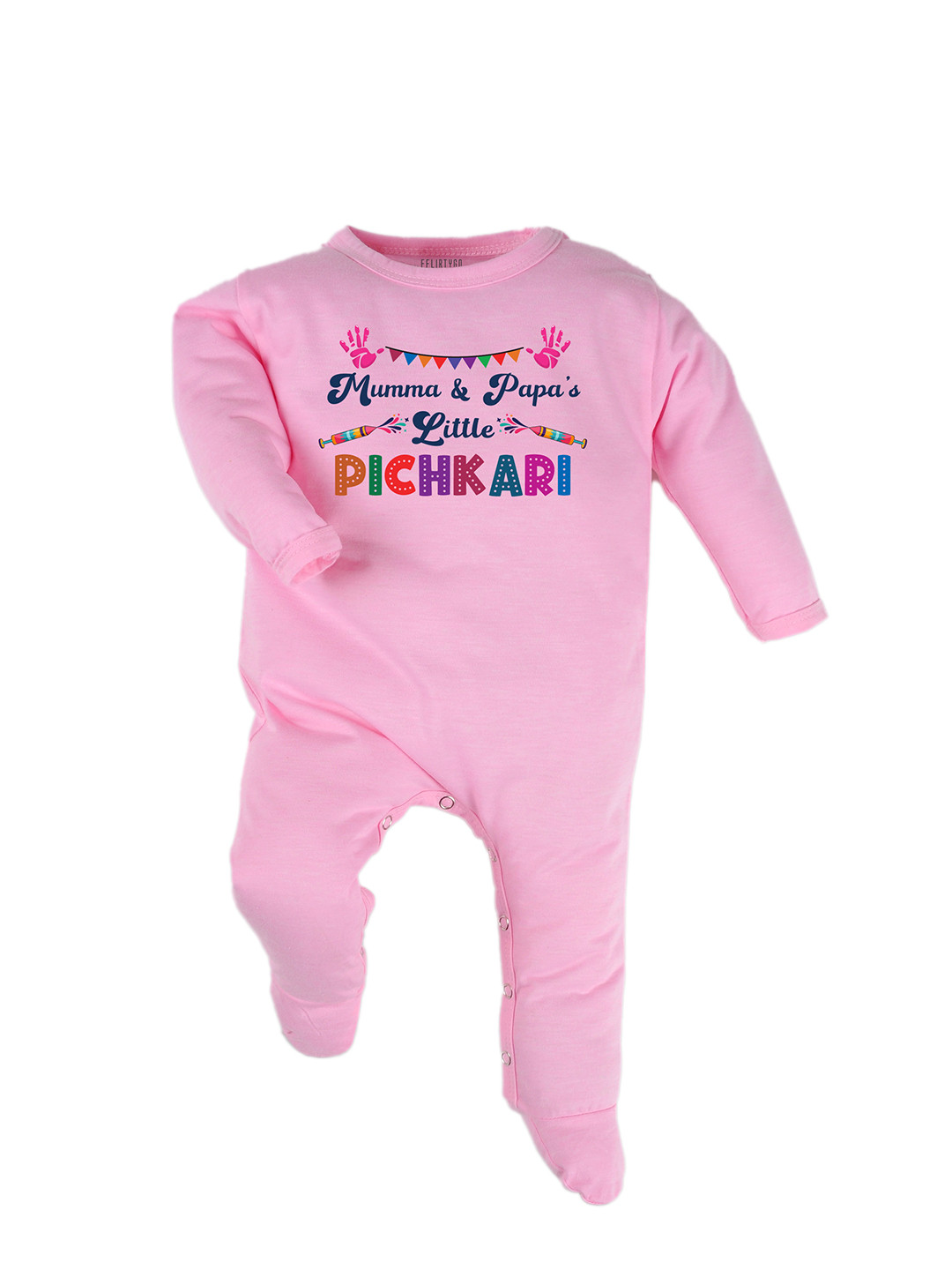 

FFLIRTYGO Infants Printed Round Neck Cotton Sleepsuit, Pink