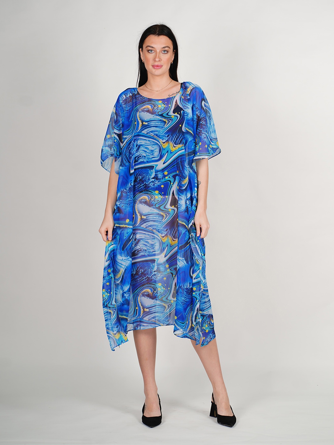 

Rajoria Instyle Print Georgette A-Line Midi Dress, Blue