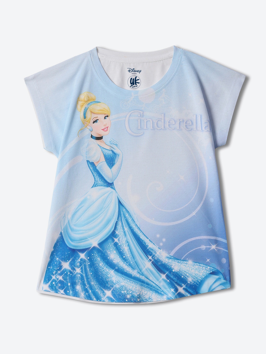 

YK Disney Girls Cinderella Printed Extended Sleeves T-shirt, Blue