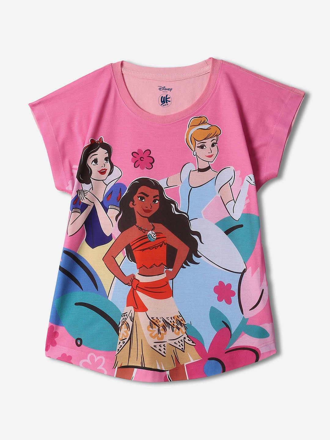 

YK Disney Girls Disney Princess Printed Extended Sleeves T-shirt, Pink