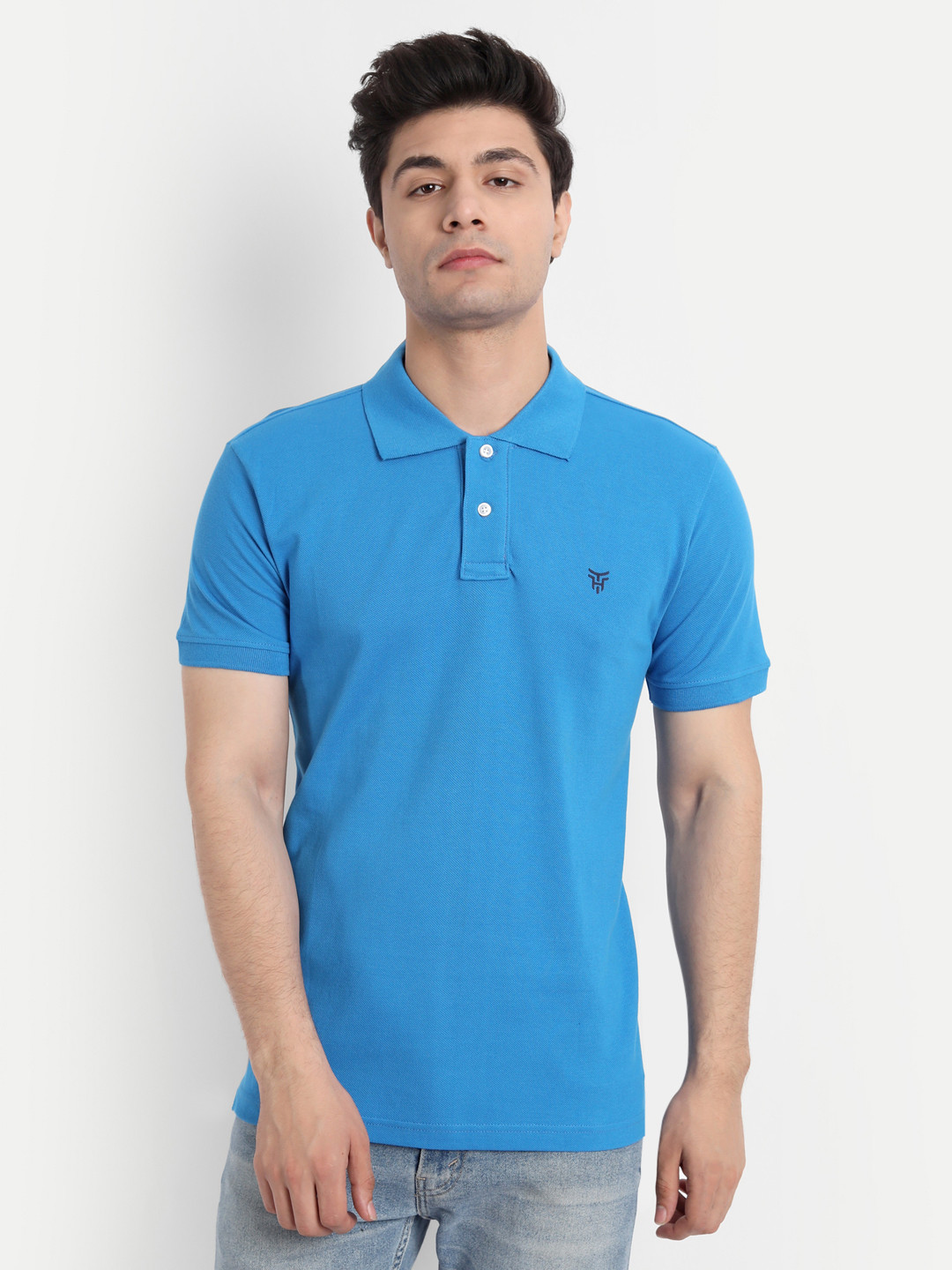 

TOMHIDDLE Polo Collar Short Sleeves Bio Washed Cotton Regular T-shirt, Navy blue