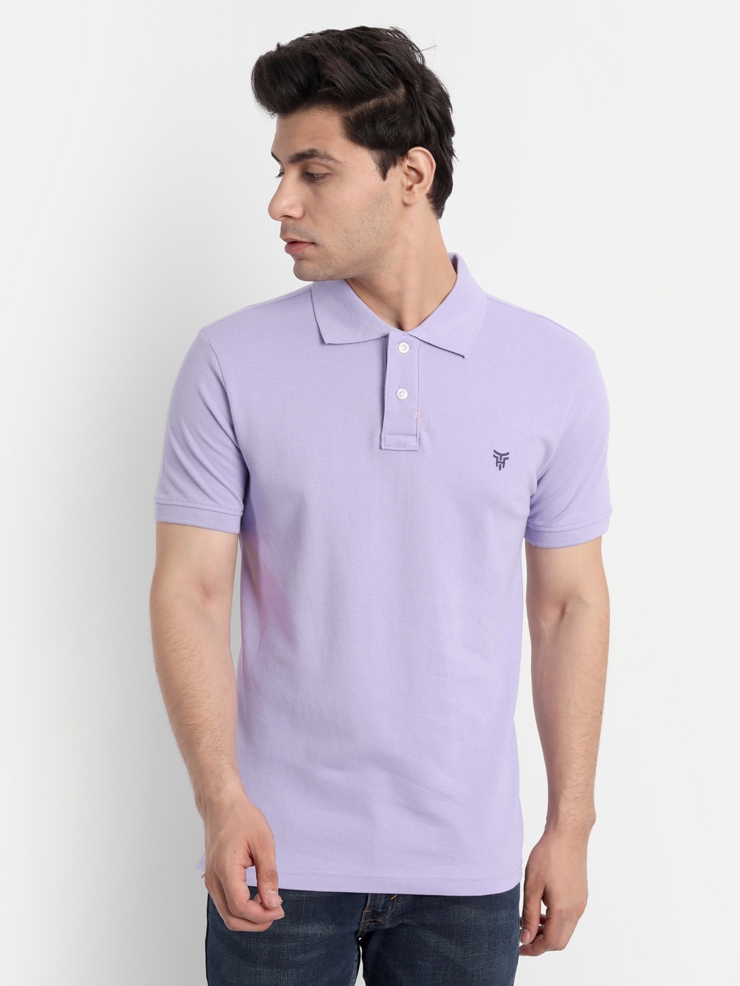 

TOMHIDDLE Polo Collar Short Sleeves Bio Washed Cotton T-shirt, Lavender