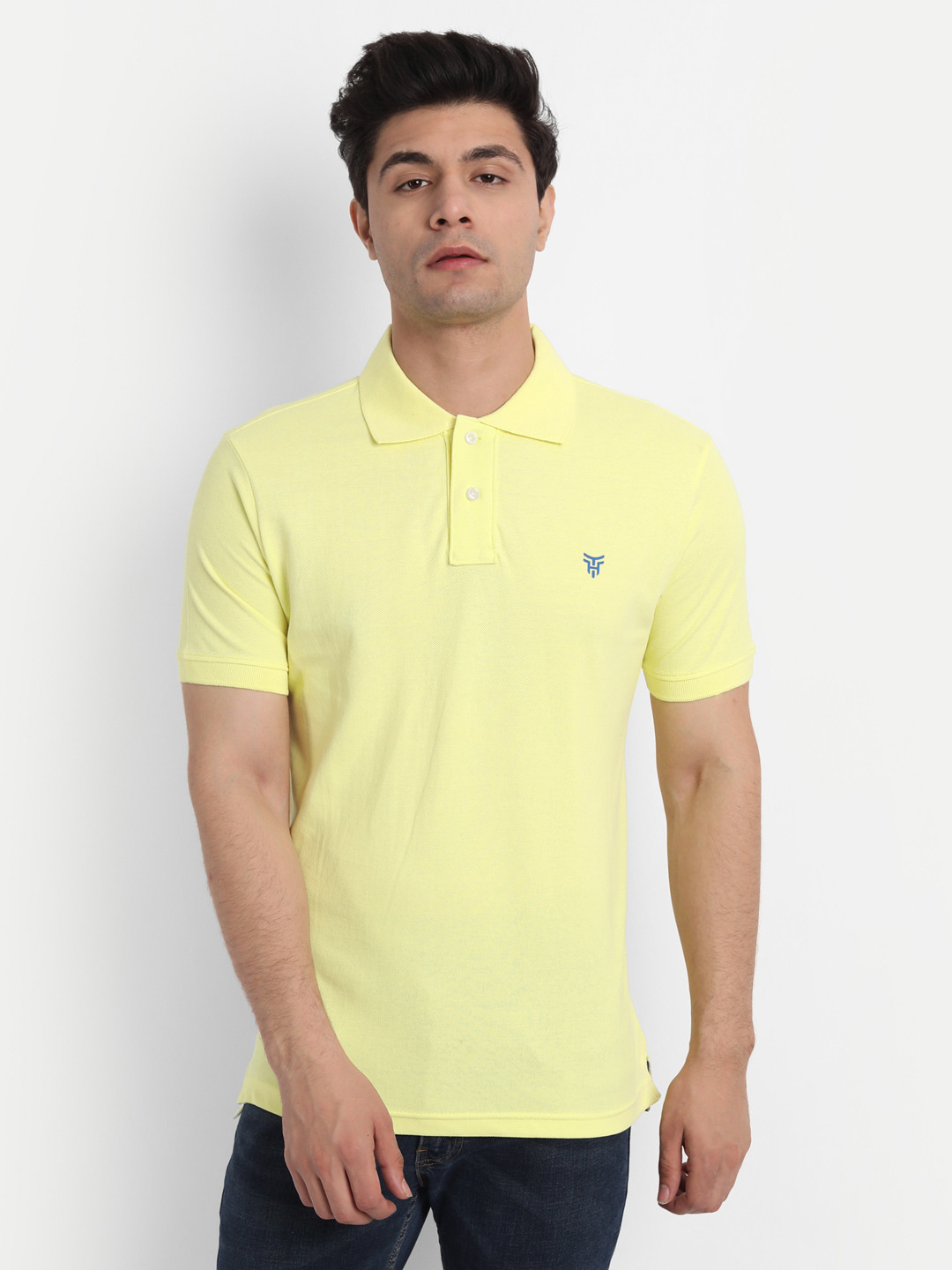 

TOMHIDDLE Polo Collar Pure Cotton Bio Wash T-shirt, Yellow
