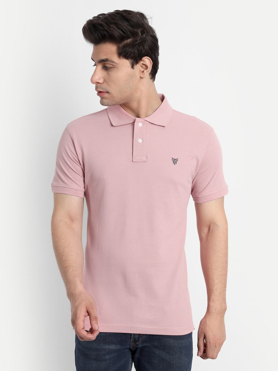 

TOMHIDDLE Polo Collar Pure Cotton Bio Wash T-shirt, Pink