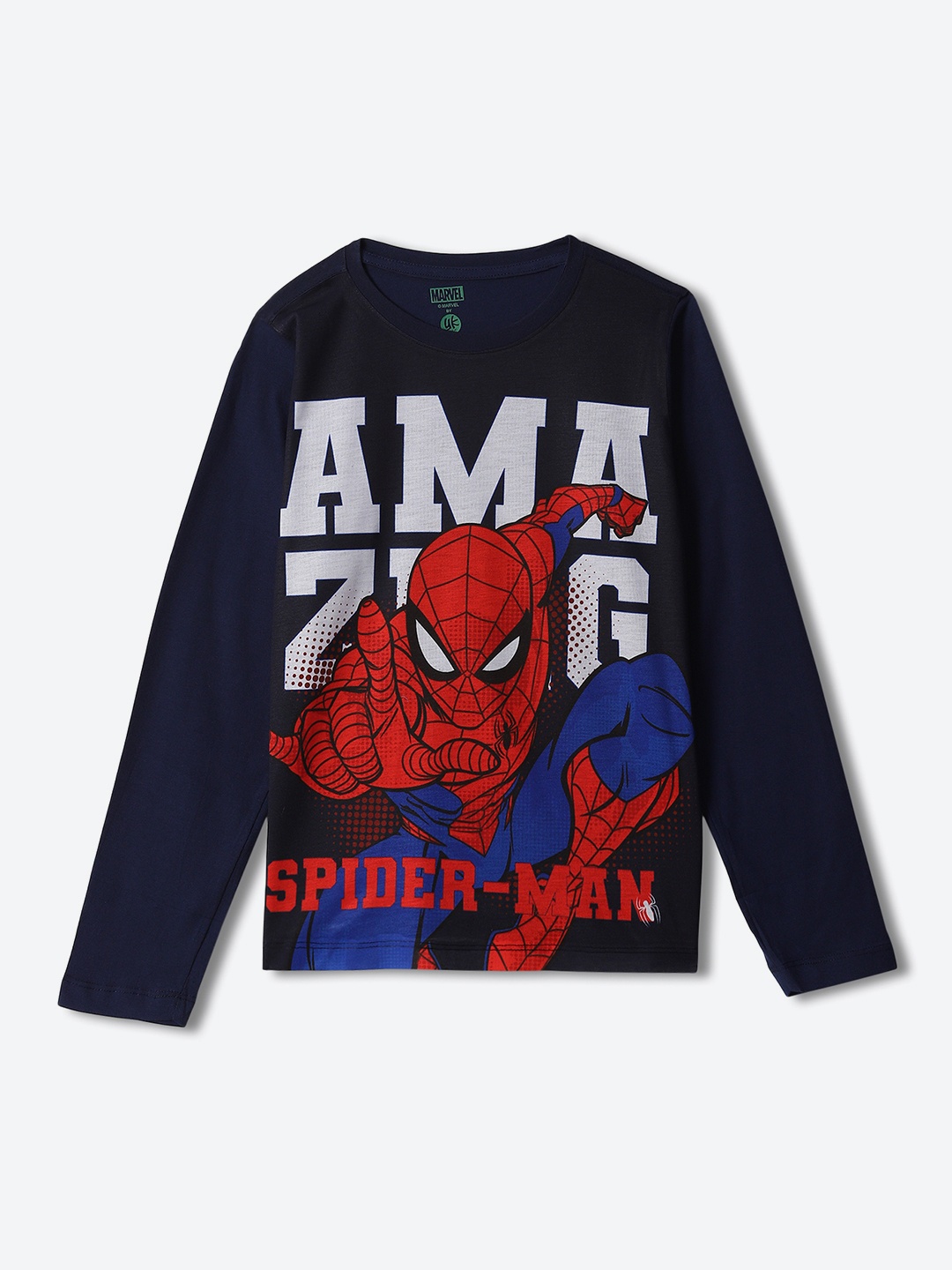 

YK Marvel Boys Spider-Man Printed Round Neck Long Sleeves T-shirt, Navy blue