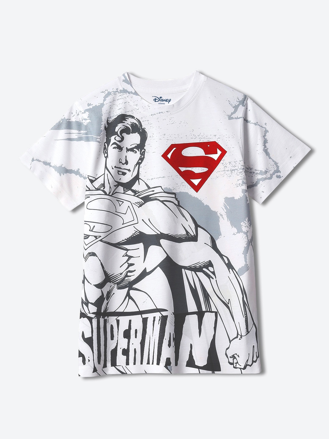 

YK Warner Bros Boys Superman Printed Round Neck Short Sleeves T-shirt, White