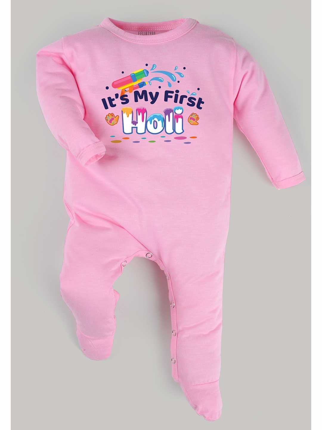 

FFLIRTYGO Infants Typography Printed Pure Cotton Sleepsuit, Pink