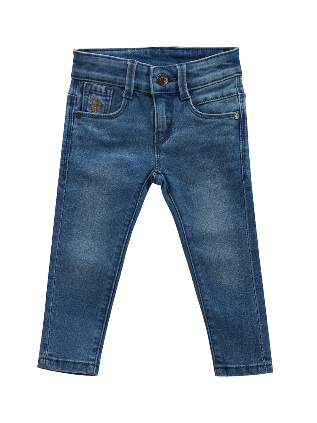 

U.S. Polo Assn. Kids Boys Classic Slim Fit Clean Look Light Fade Stretchable Jeans, Blue