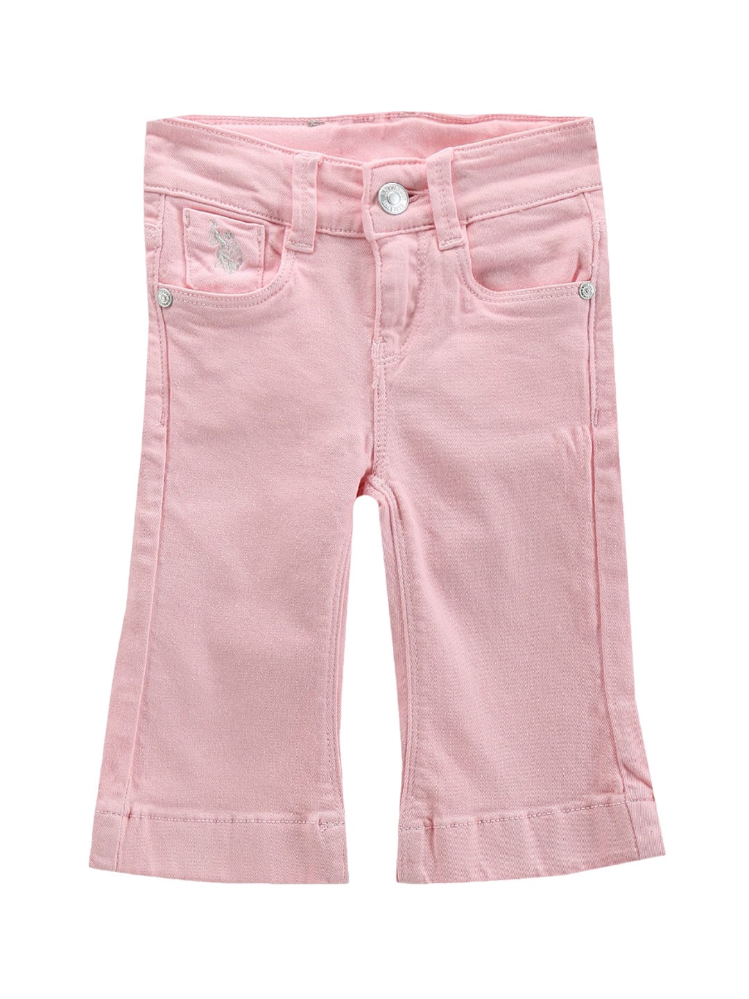 

U.S. Polo Assn. Kids Girls Classic Bootcut Clean Look Cropped Stretchable Jeans, Pink