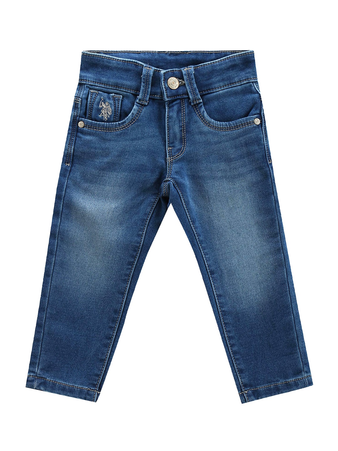 

U.S. Polo Assn. Kids Boys Classic Slim Fit Clean Look Light Fade Stretchable Jeans, Blue
