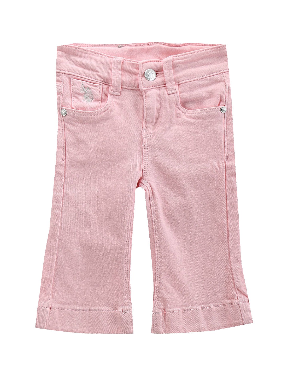 

U.S. Polo Assn. Kids Girls Classic Bootcut Clean Look Cropped Stretchable Jeans, Pink