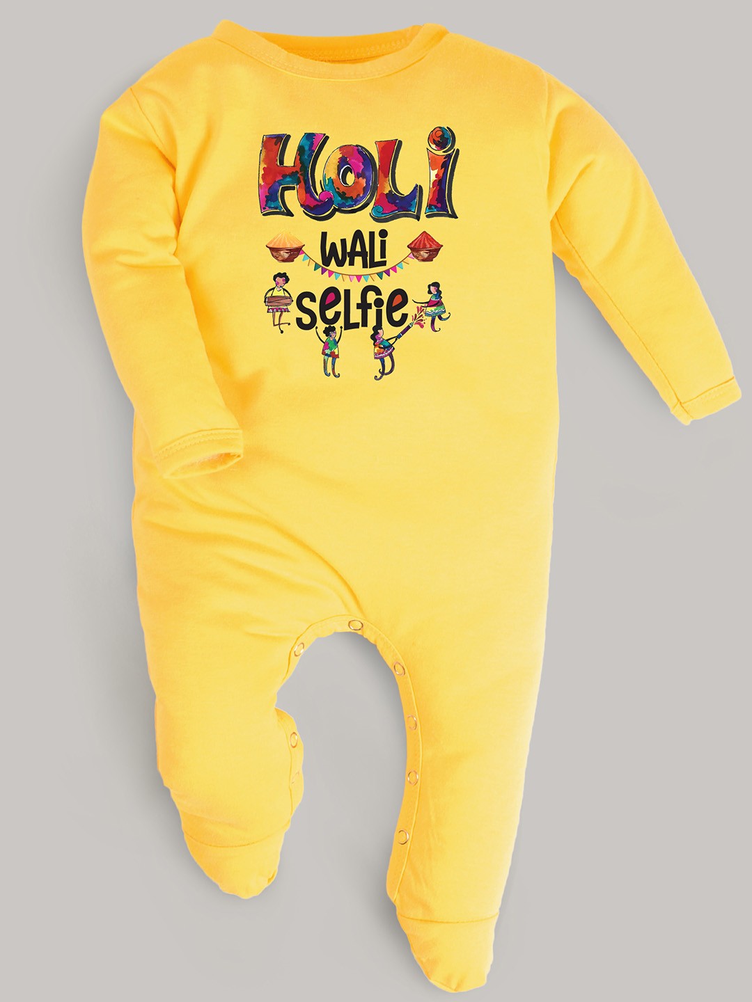 

FFLIRTYGO Infants Typography Printed Pure Cotton Sleepsuit, Yellow