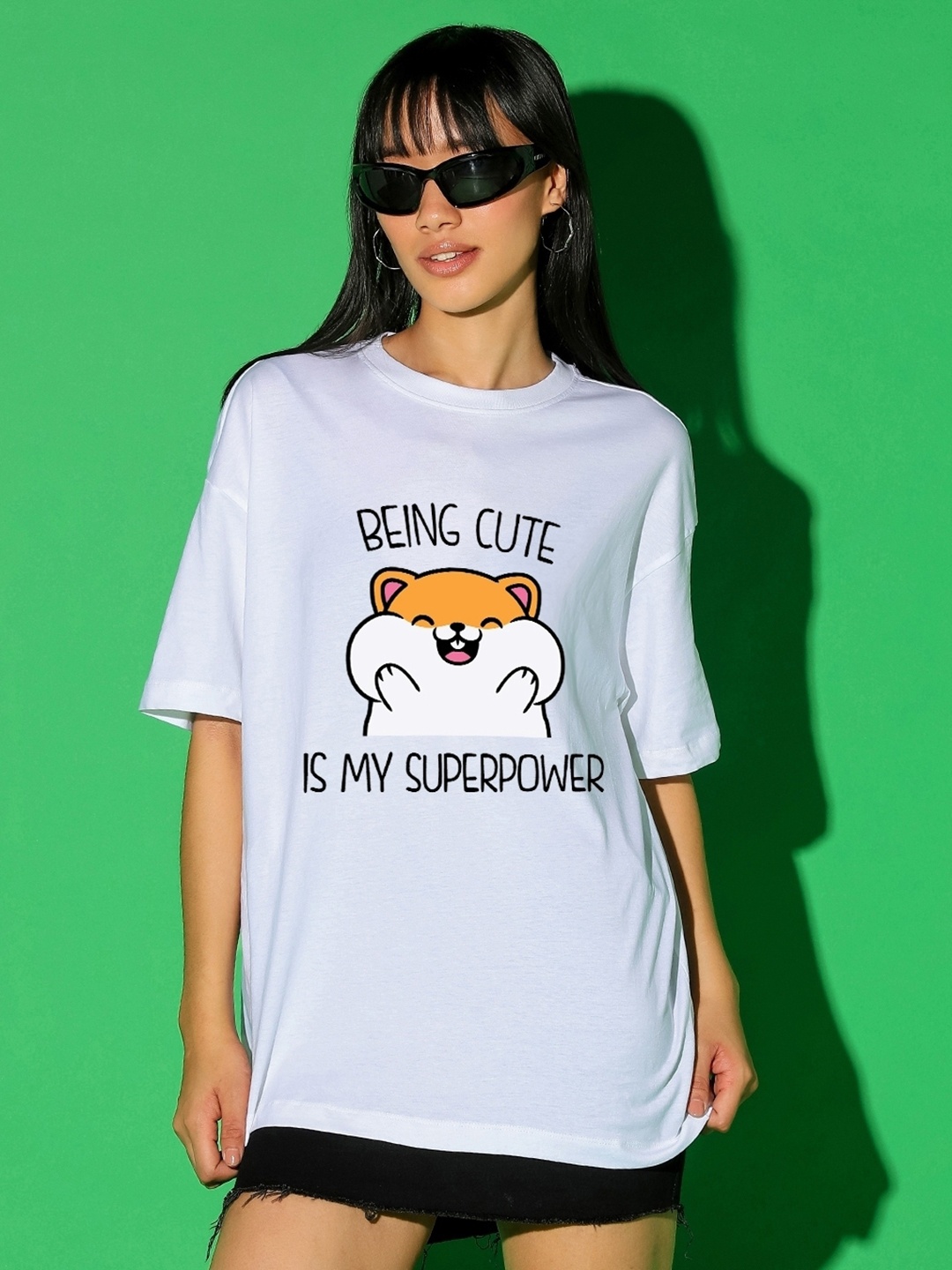 

Bewakoof Graphic Printed Drop-Shoulder Sleeves Cotton Longline T-shirt, White