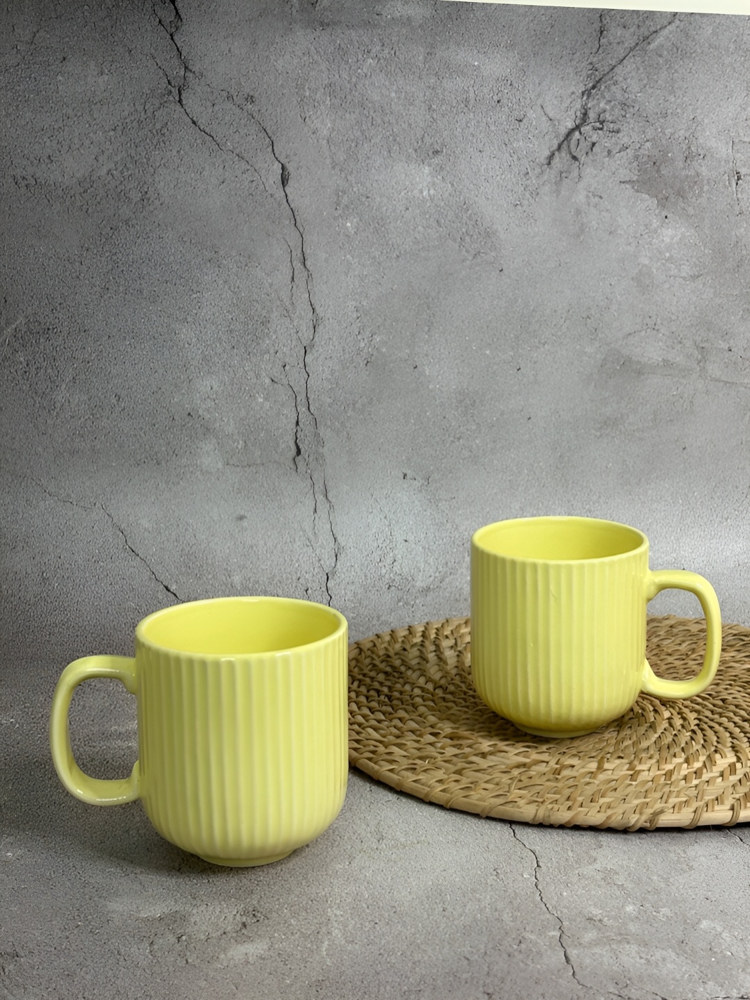 

House of Ceramics Yellow 2 Pieces Ceramic Glossy Mugs 300 ml