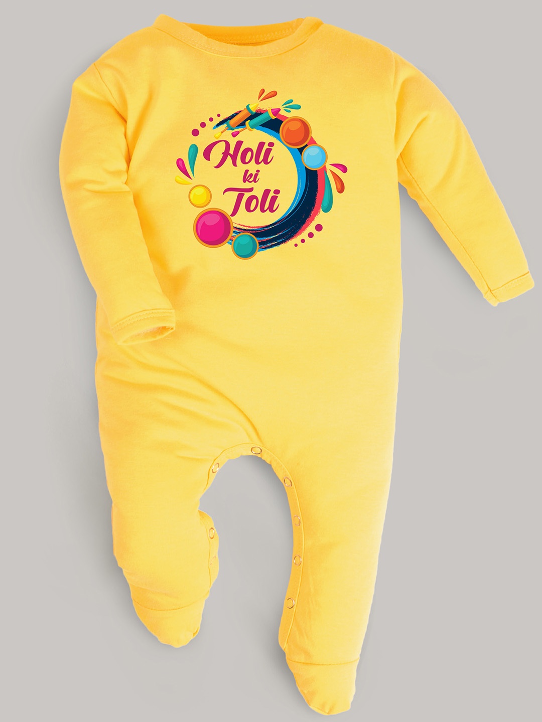 

FFLIRTYGO Infants Typography Printed Pure Cotton Sleepsuit, Yellow