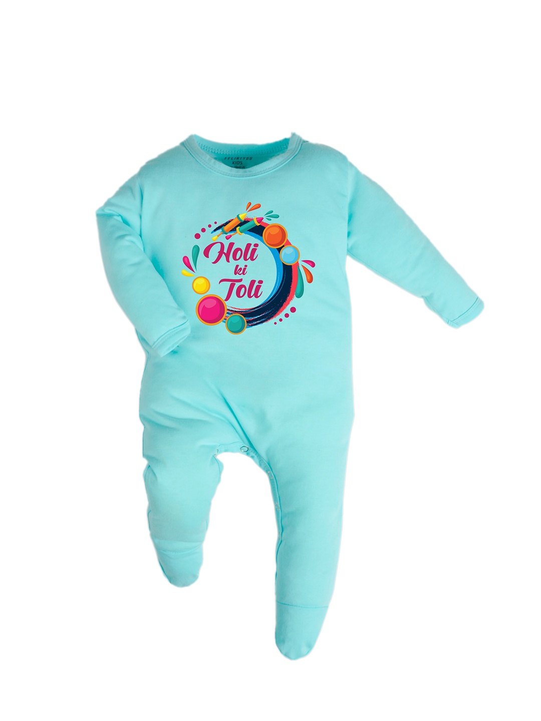 

FflirtyGo Infants Typography Printed Cotton Sleepsuit, Turquoise blue