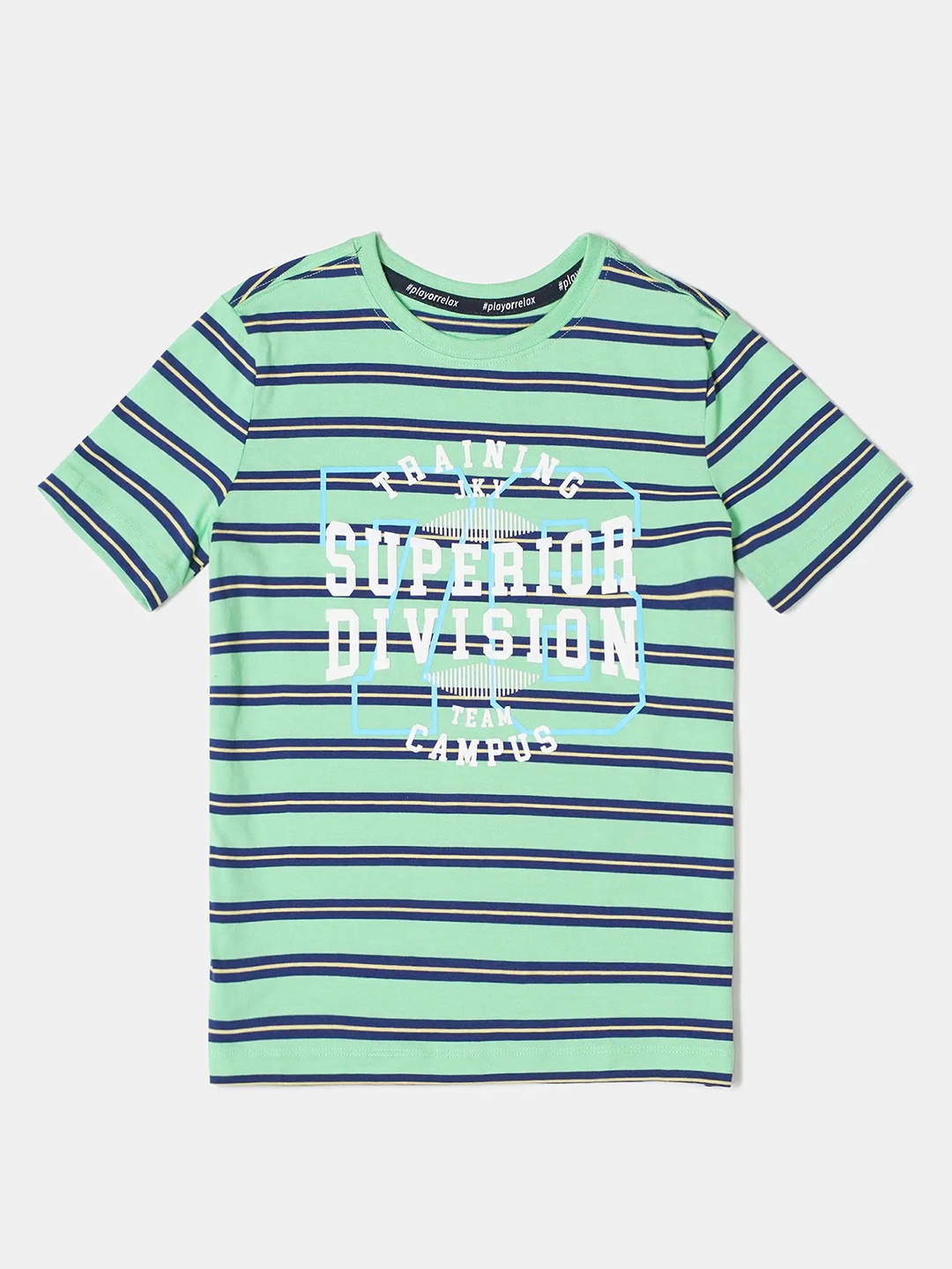 

Jockey Boys Super Combed Cotton Striped Printed Tshirt-AB20, Green