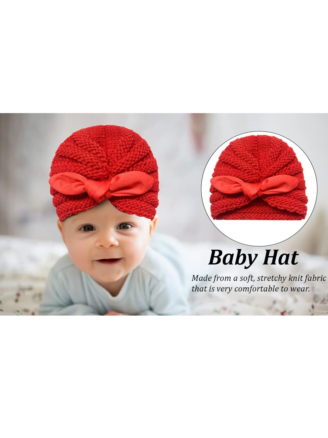 

SYGA Kids Self Design Woollen Beanie, Red