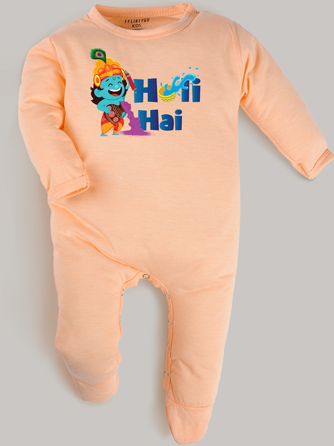 

FflirtyGo Infants Typography Printed Cotton Sleepsuit, Peach