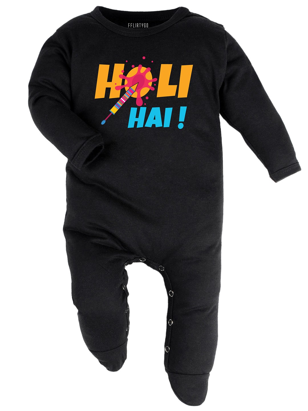 

FflirtyGo Infants Typography Printed Cotton Sleepsuit, Black