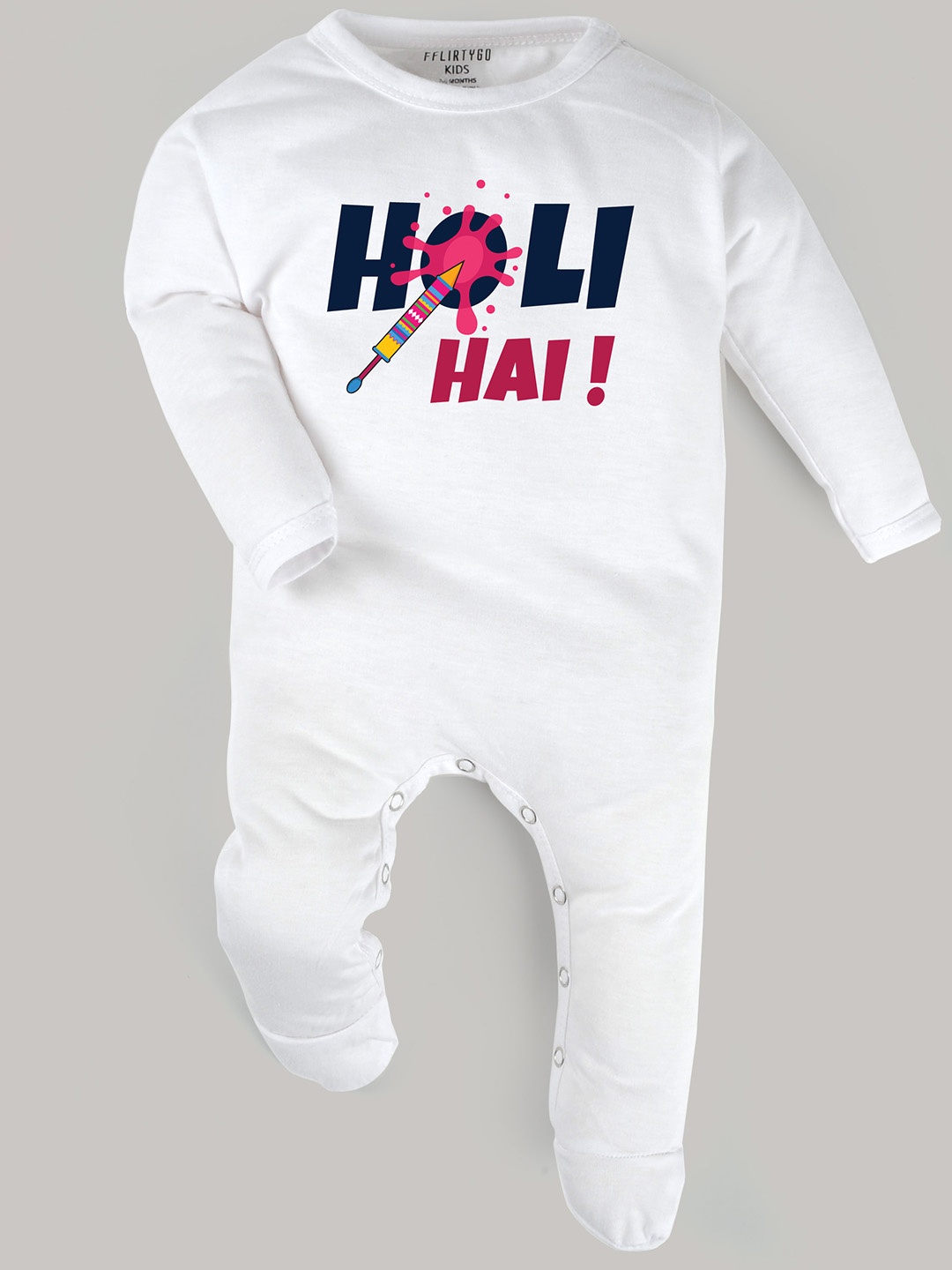 

FflirtyGo Infants Typography Printed Cotton Sleepsuit, White